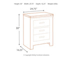 Night stand dimensions diagram, height 30 in, width 24.75 in