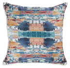 Kennick pillow, blue abstract print with geometric blocks, square cover