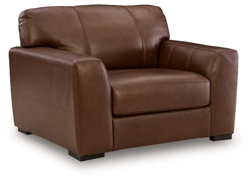 Chair and a half armchair in dark brown leather with rolled arms and padded back