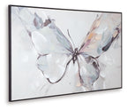 Framed abstract butterfly wall art, close-up view of pastel wings