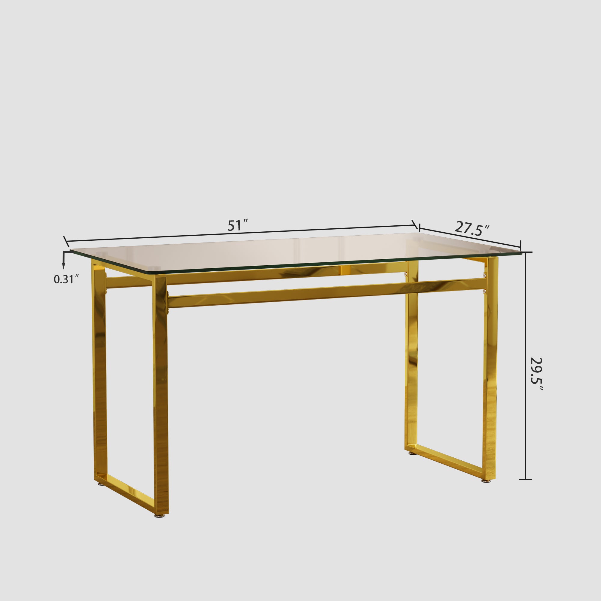 51" Glass Dining Table Set for 4 - Gold Legs