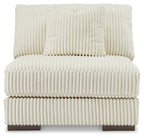 Ivory armless chair back and seat with ribbed cord texture
