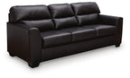 Glennbre queen sofa sleeper in dark midnight, tufted back and padded armrests.