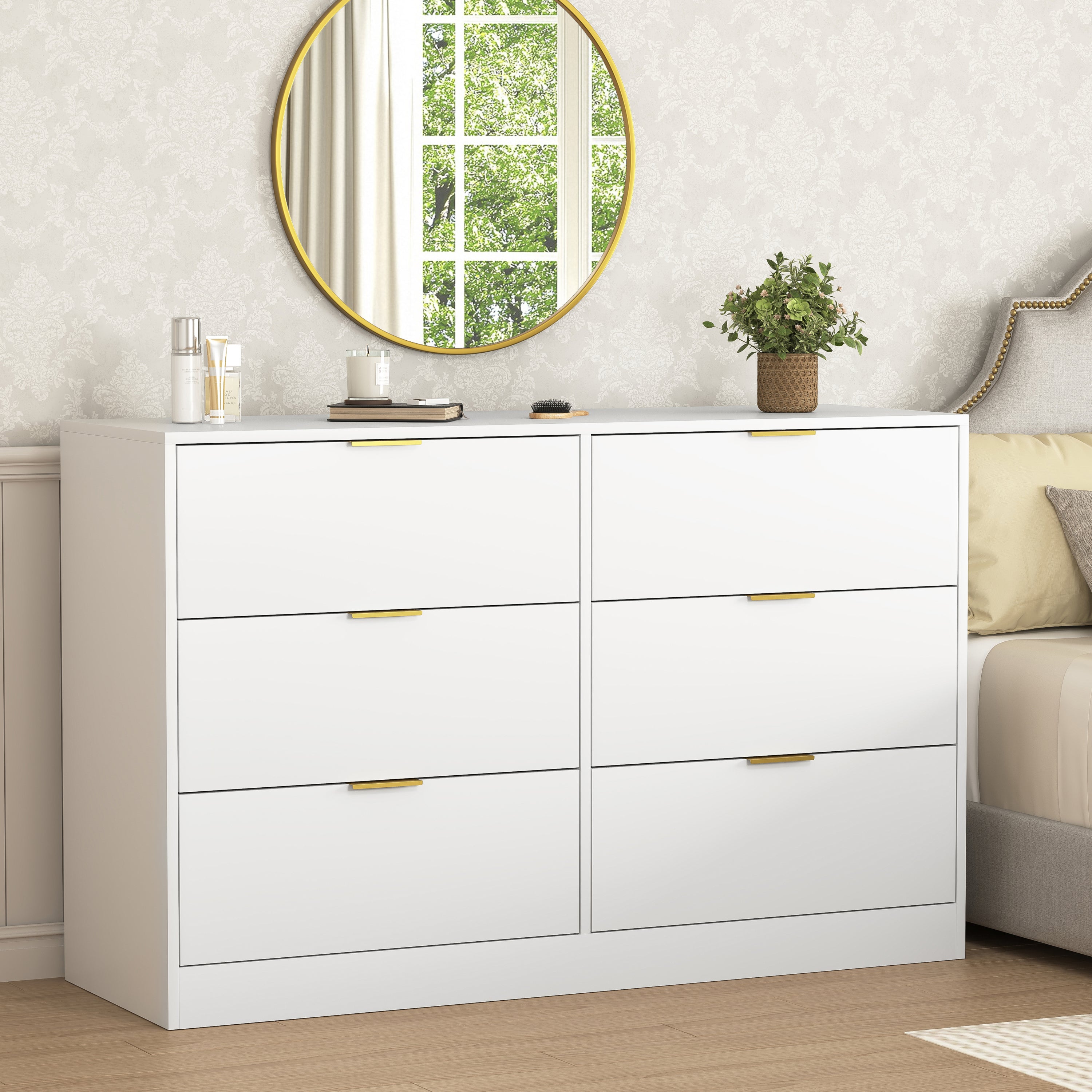 Simply Modern White 6-Drawer Dresser Storage Cabinet