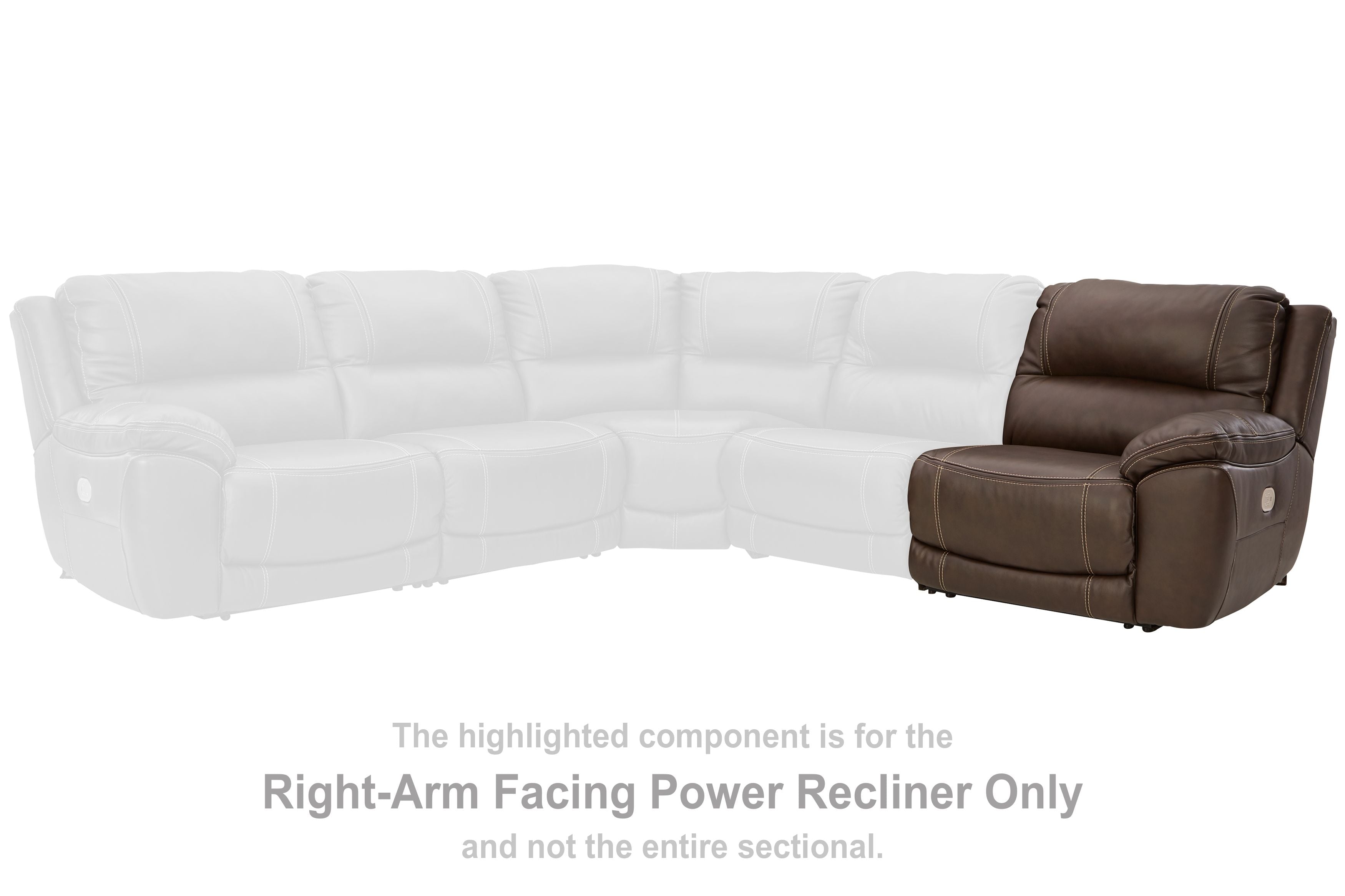 Chocolate brown power recliner with right-arm facing design and padded arms