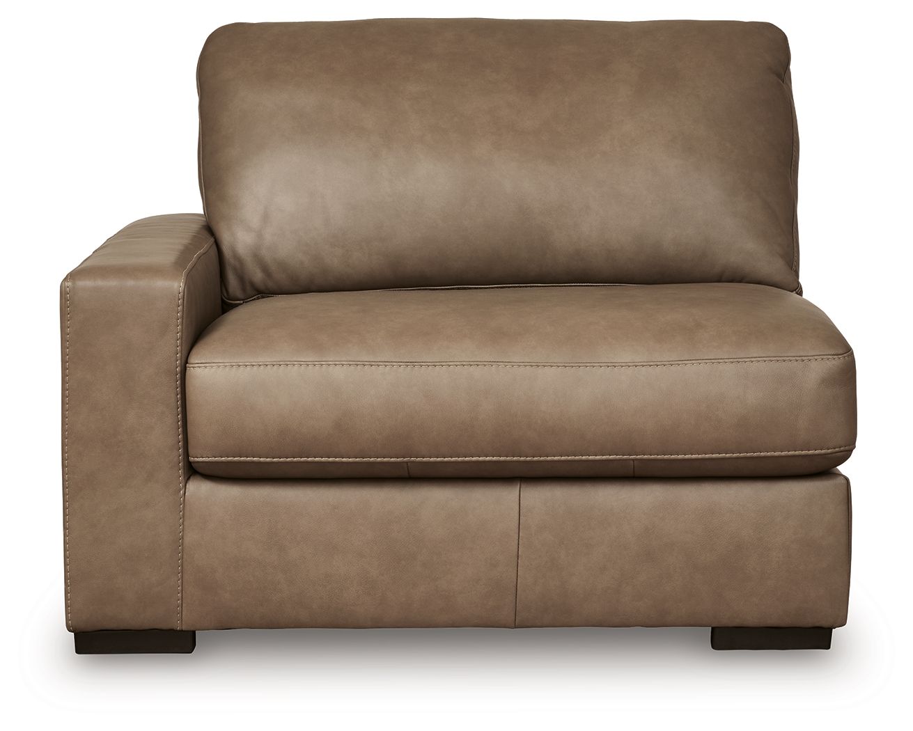 Veronella LAF corner chair, Sahara taupe upholstery with padded arm and front seam