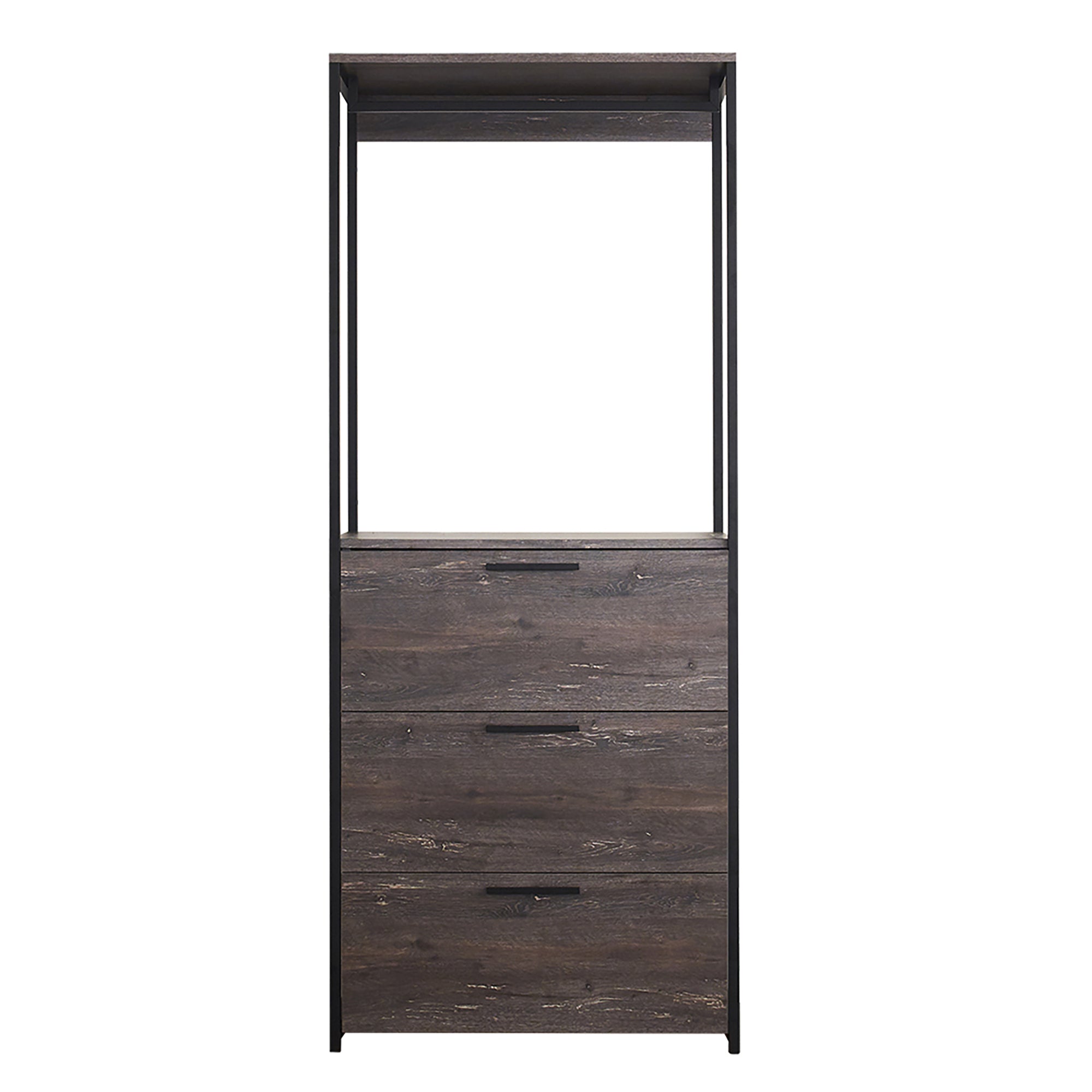 Monica Rustic Gray Walk-in Closet: 3 Drawers, 1 Shelf, Solid Wood