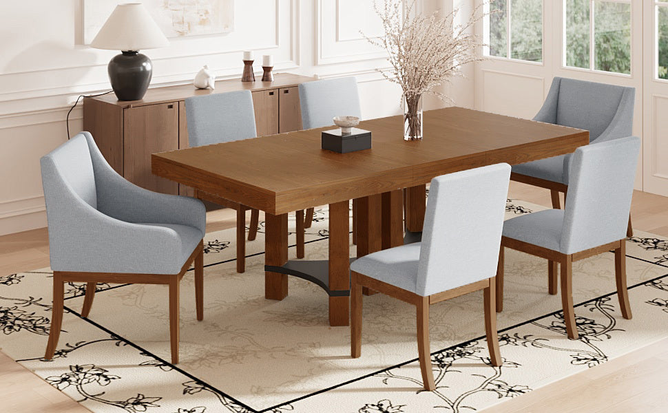 Rustic Extendable Dining Table Set - 7pc
