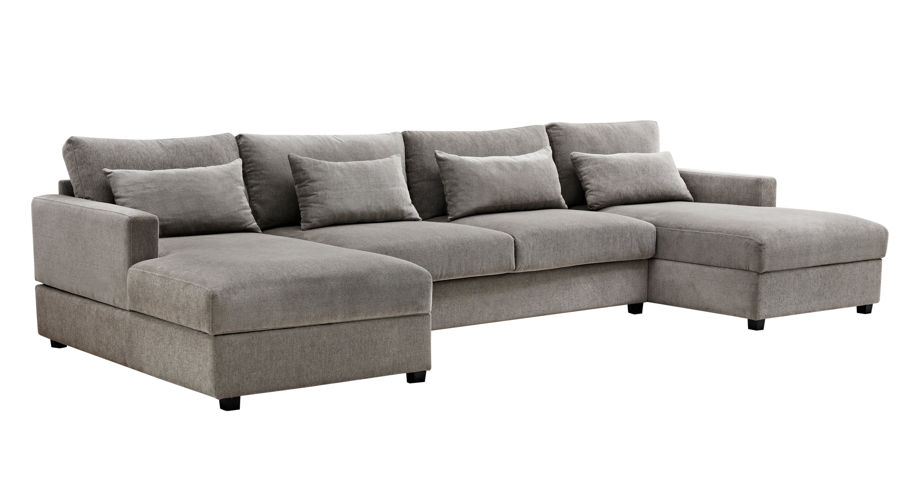 Large U-Shaped Sectional Sofa: Gray | 2 Chaises, Storage, Lumbar Pillows