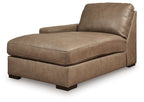Upholstered corner chaise with chaise seat and backrest, sahara brown fabric