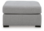 Lakepoint oversized accent ottoman, light gray fabric seat with low dark legs