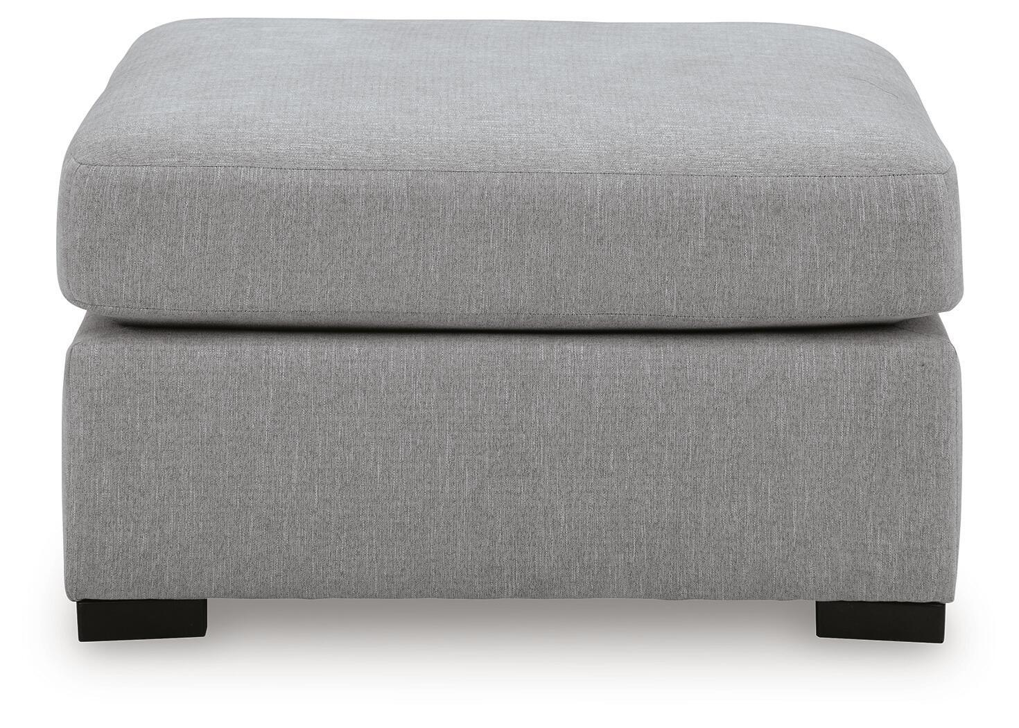 Lakepoint oversized accent ottoman, light gray fabric seat with low dark legs