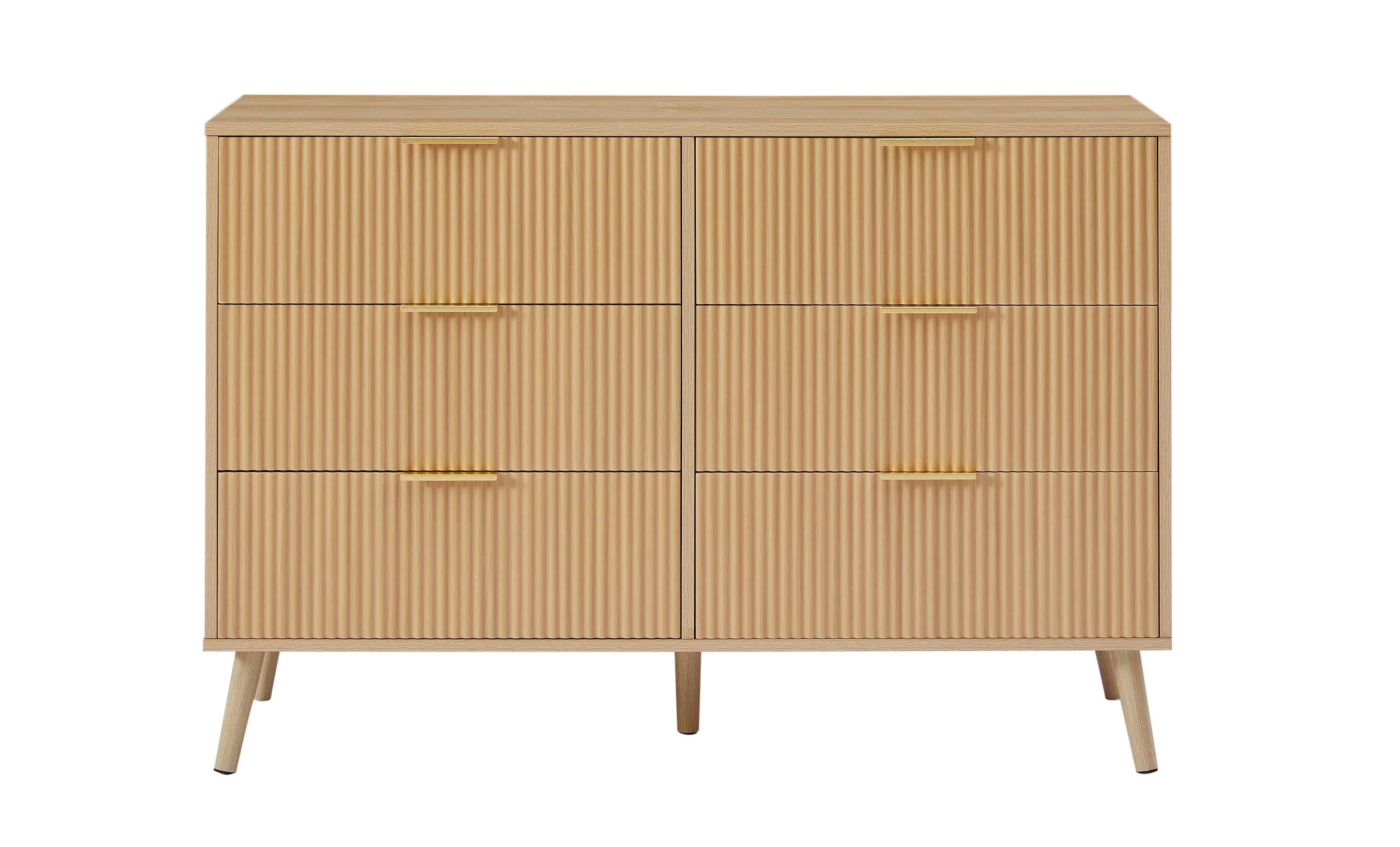 Wavy Drawer Dresser - 6 Drawers - Natural Wood