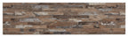 Wood-look panel with multi-tone stone print for backsplash or surround