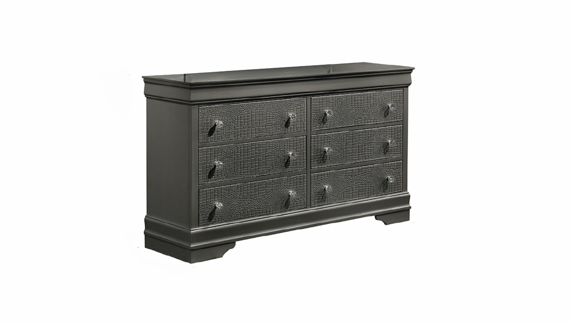 Blaze Modern 6-Drawer Wood Dresser - Metallic Gray