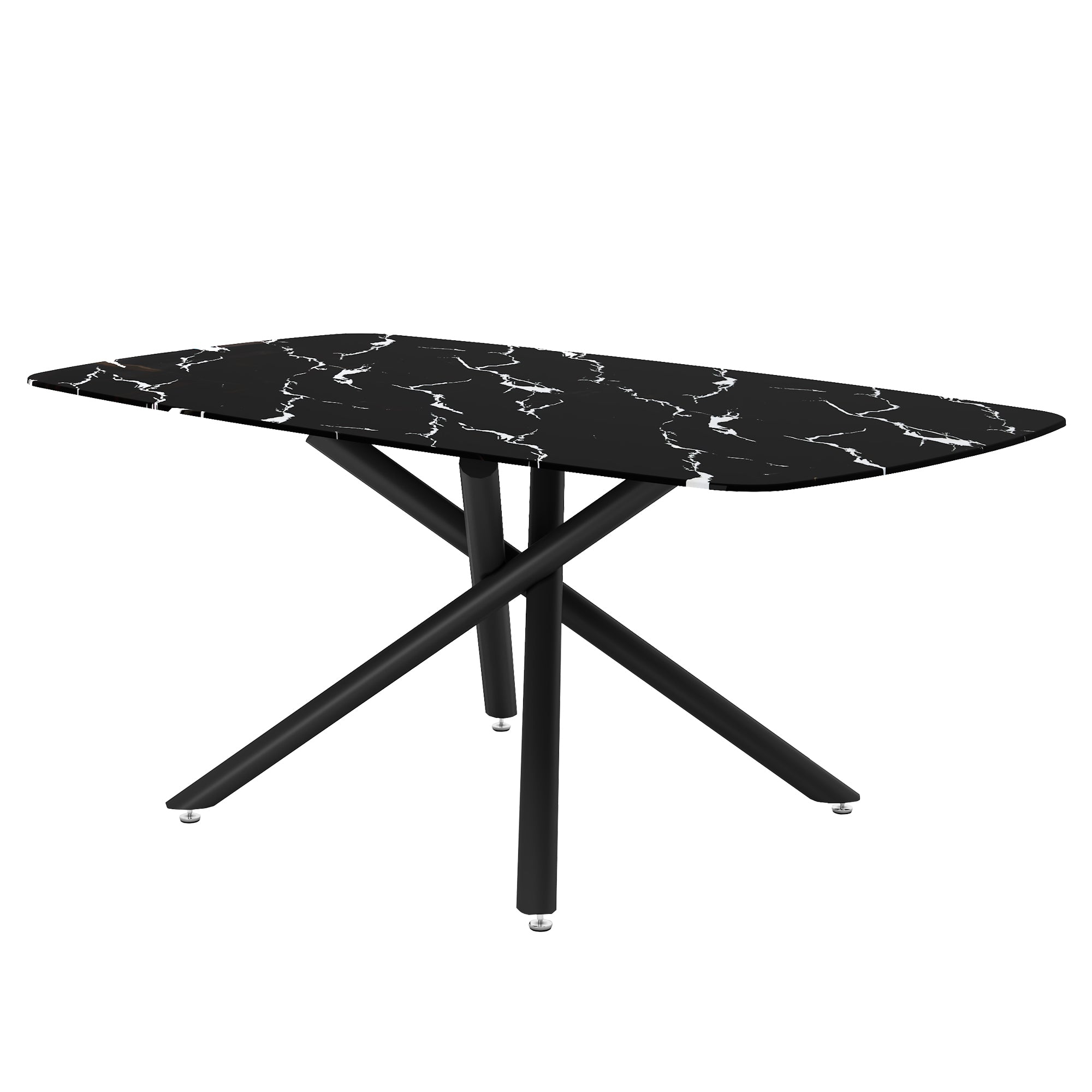9-Piece Dining Set with Marble-Like Table & 8 Chairs
