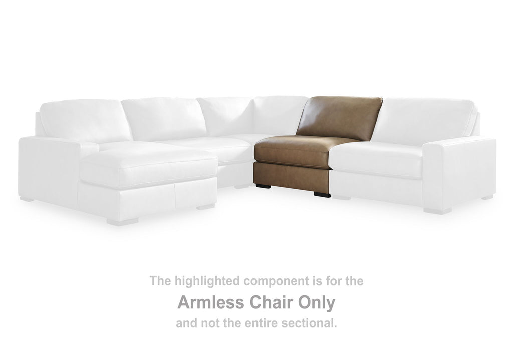 Sahara armless chair component with padded seat and square silhouette