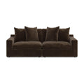 Dark brown 2-piece sectional sofa with three seat cushions and four back pillows