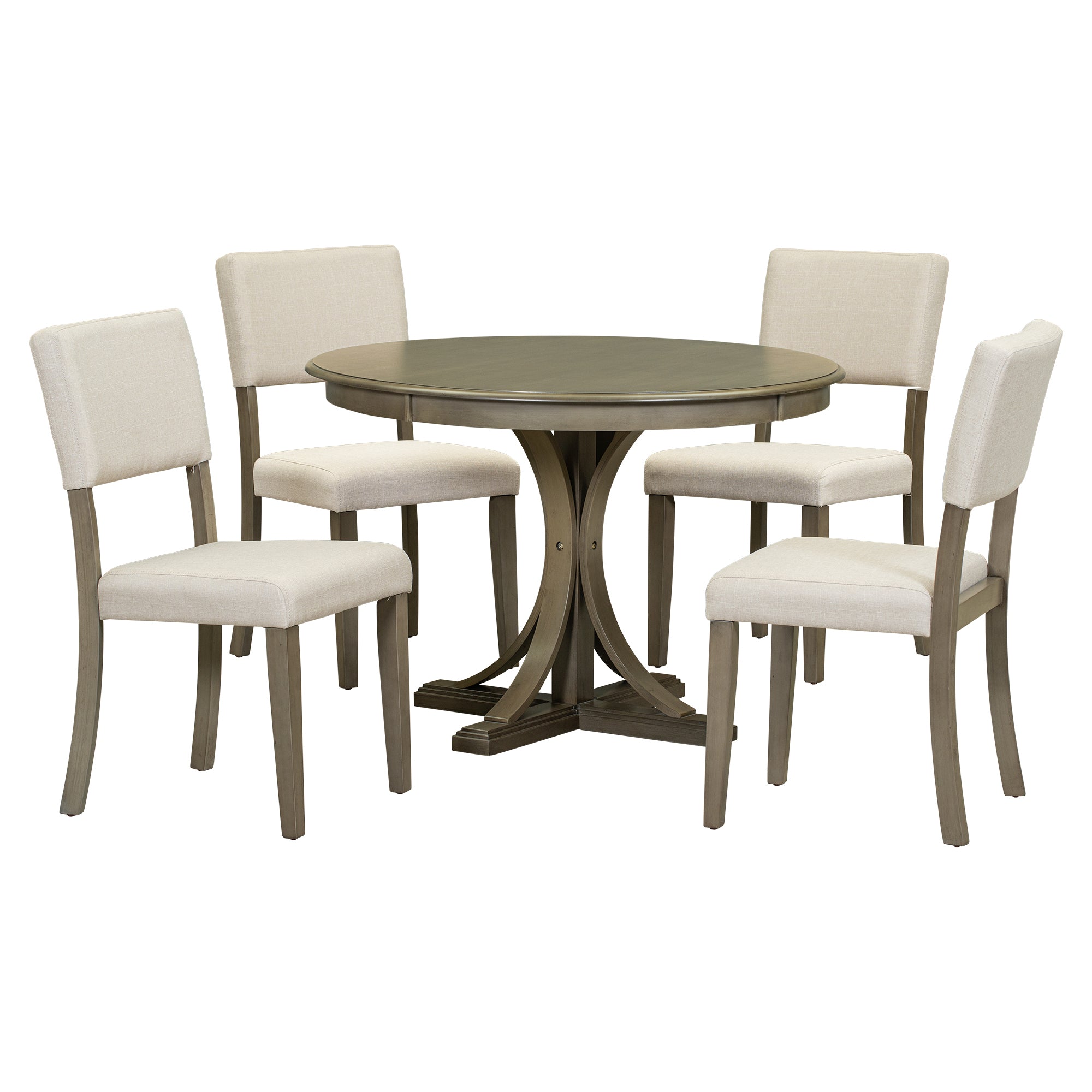 5-Pc Retro Round Dining Table Set (Taupe)