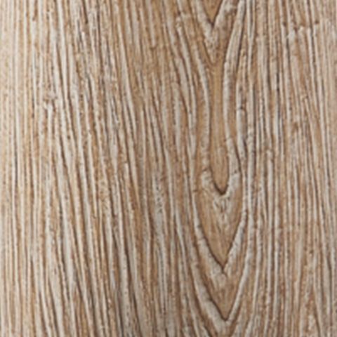 Wood-grain poly floor lamp column in brown with gold trim ring