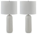Ceramic table lamps set of 2 with white shades and ribbed white bases