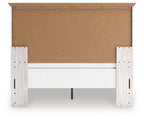Panel bed headboard and posts with open underframe and exposed support brackets