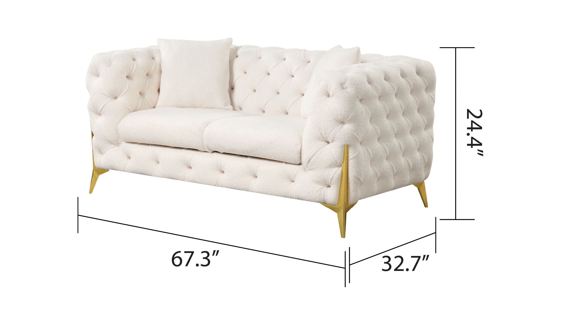 Contempo Modern Style Loveseat Made With Wood In Cream
