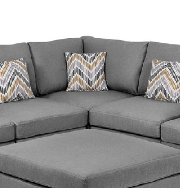 Amira - Fabric Reversible Sectional Sofa With Ottoman And Pillows