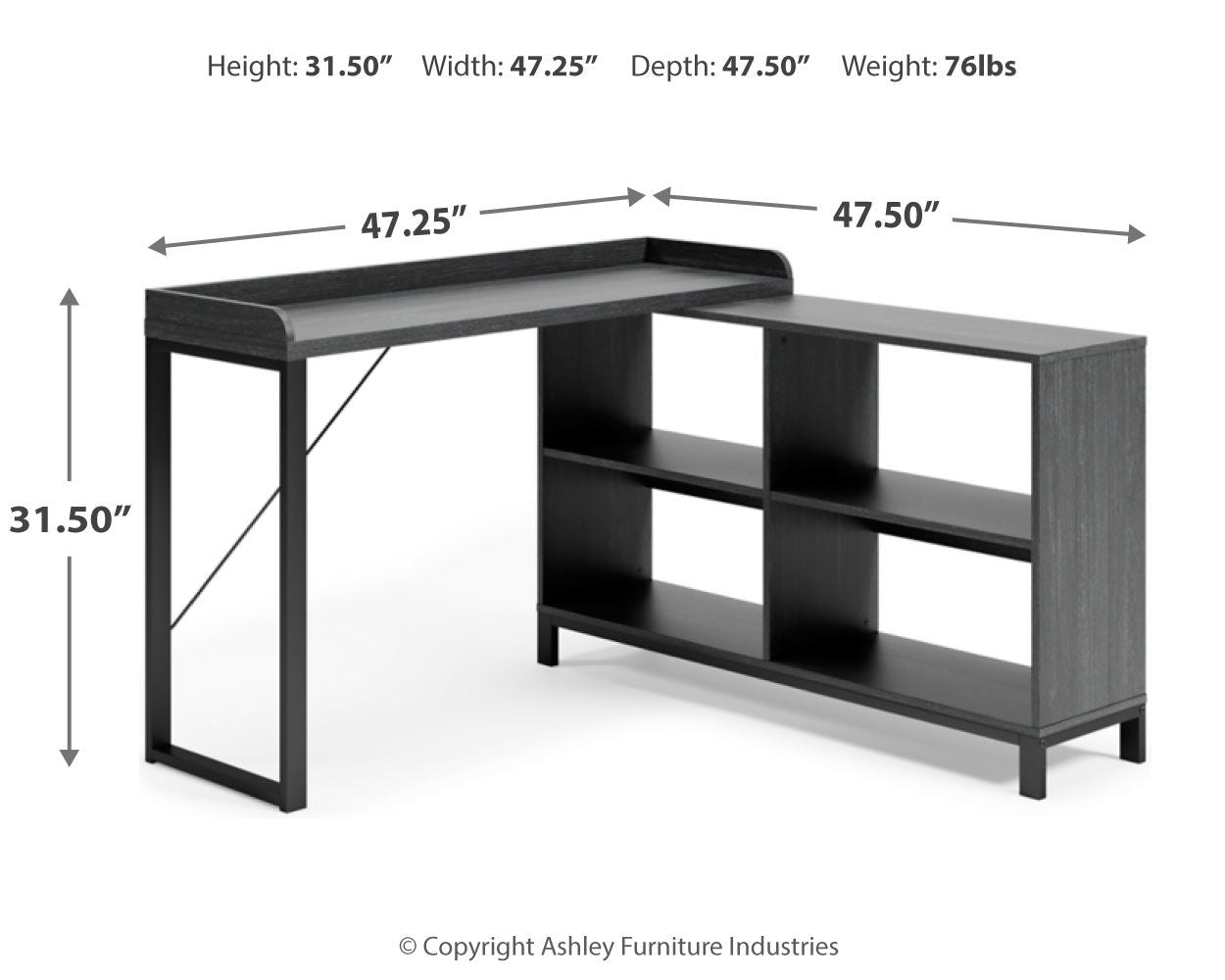 Yarlow - Black - L-desk