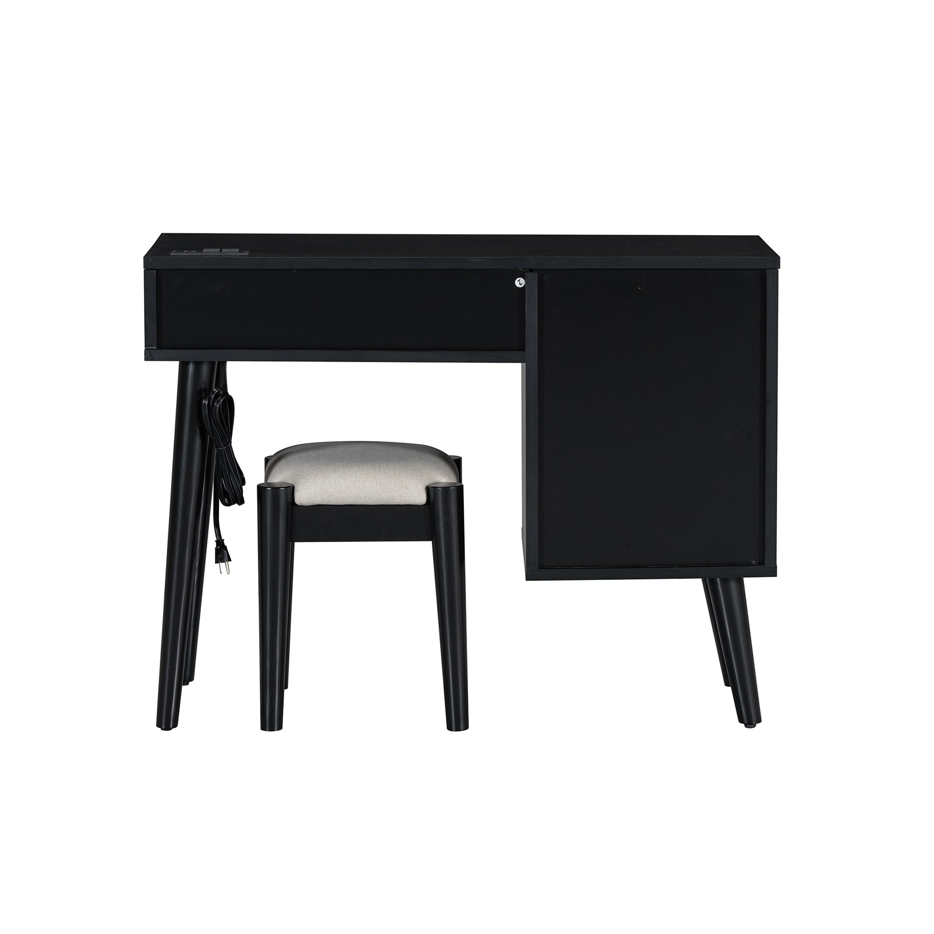 39" Bohemian Vanity Set with Storage & Charging | Black-American Furniture Outlet