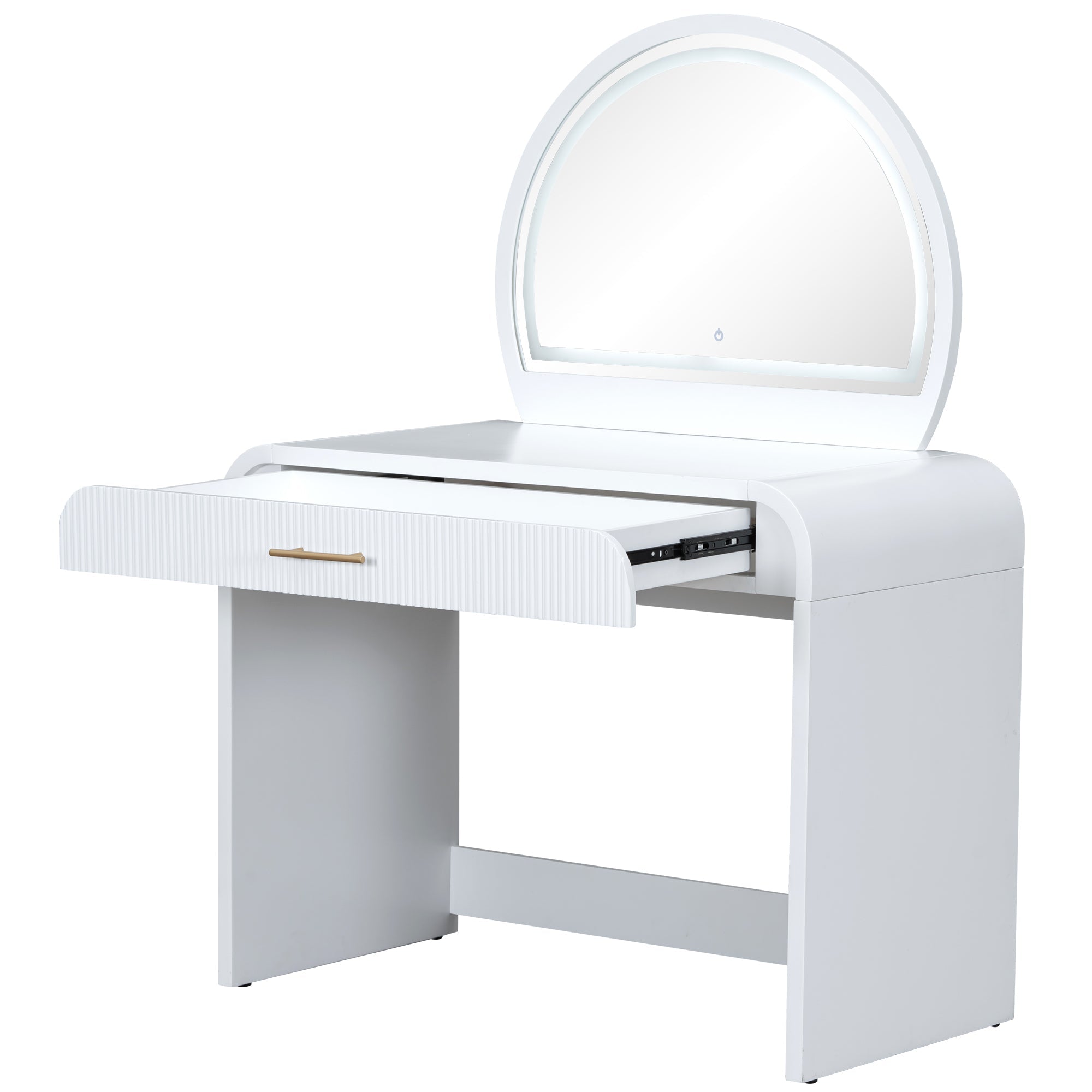 39" Vanity Table with Lighted Mirror & Drawer | White-American Furniture Outlet