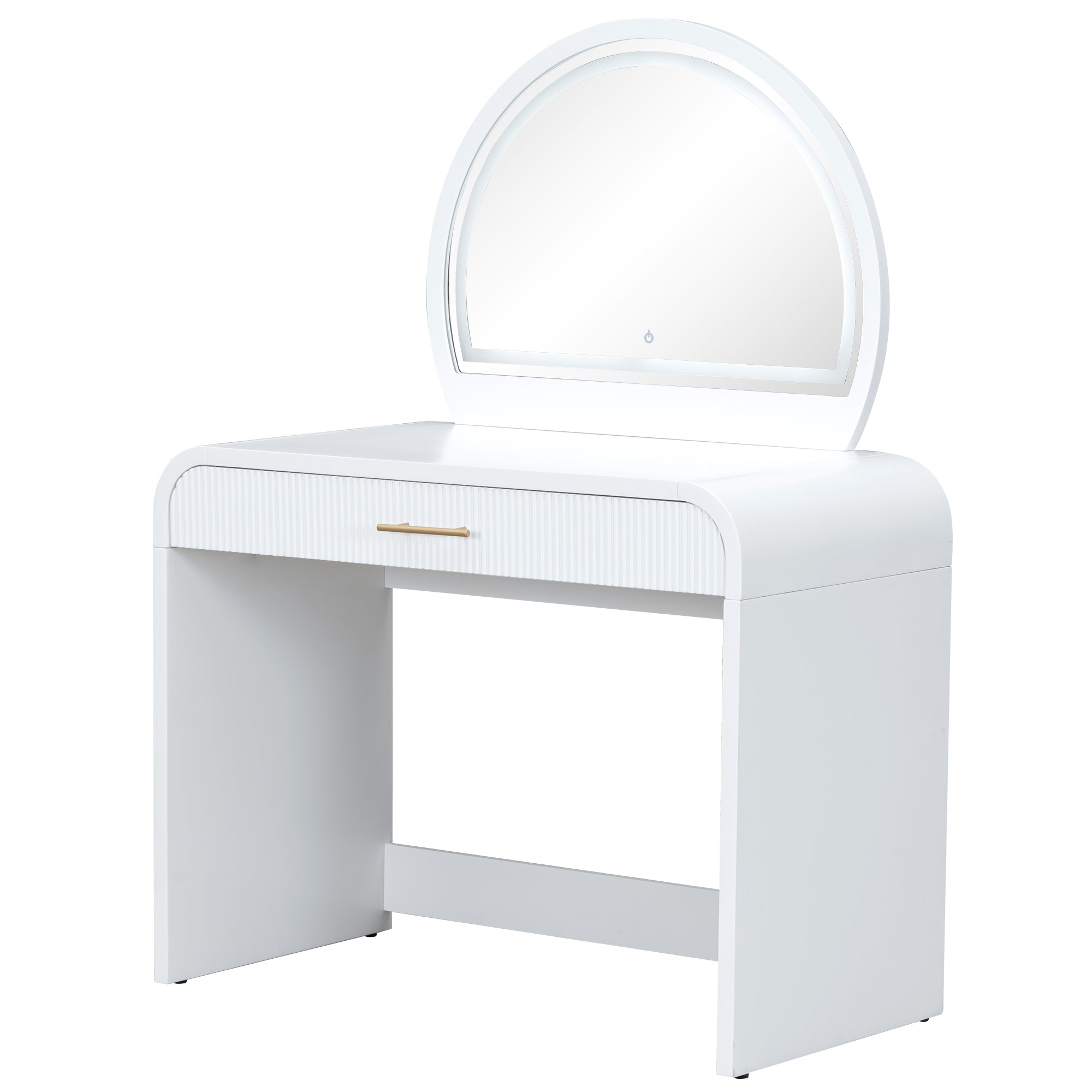 39" Vanity Table with Lighted Mirror & Drawer | White-American Furniture Outlet