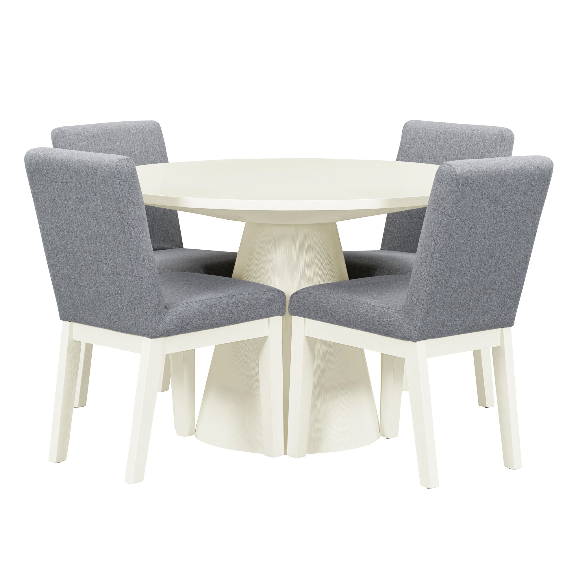 5-Piece Retro Round Dining Set - Creamy White