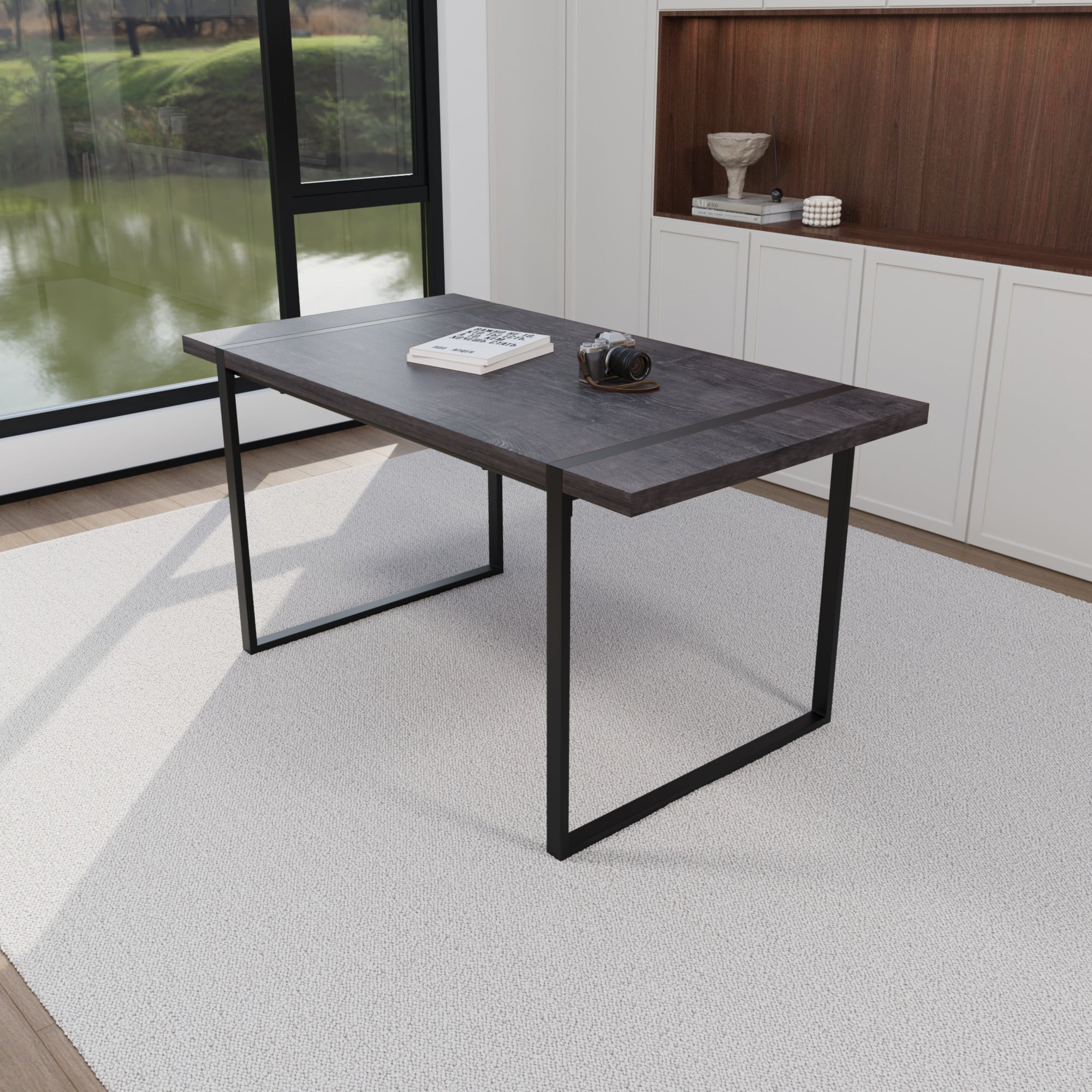 59" Black Dining Table Set w/ Chairs - 4 Pc Set