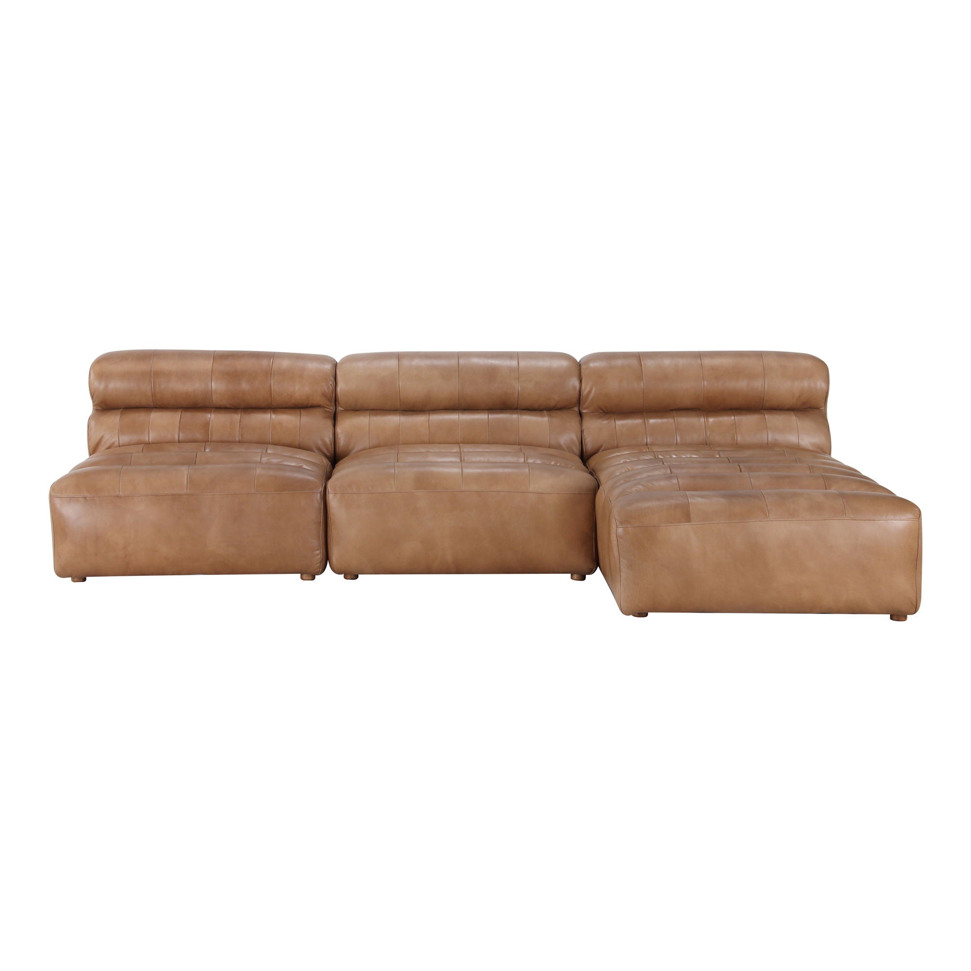 Ramsay Signature Leather Modular Sectional Tan - Relax in Style-Stationary Sectionals-American Furniture Outlet
