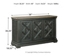 Dining room server with X-pattern door panels, dark gray/black finish, wood top.