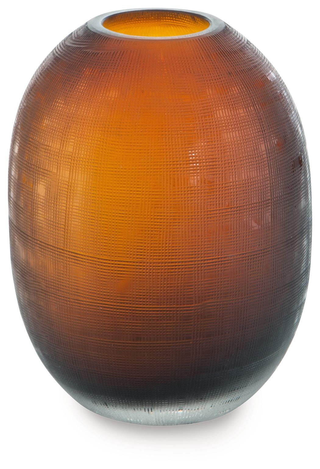 Embersen vase, dark brown ovoid body with wide mouth and glossy finish