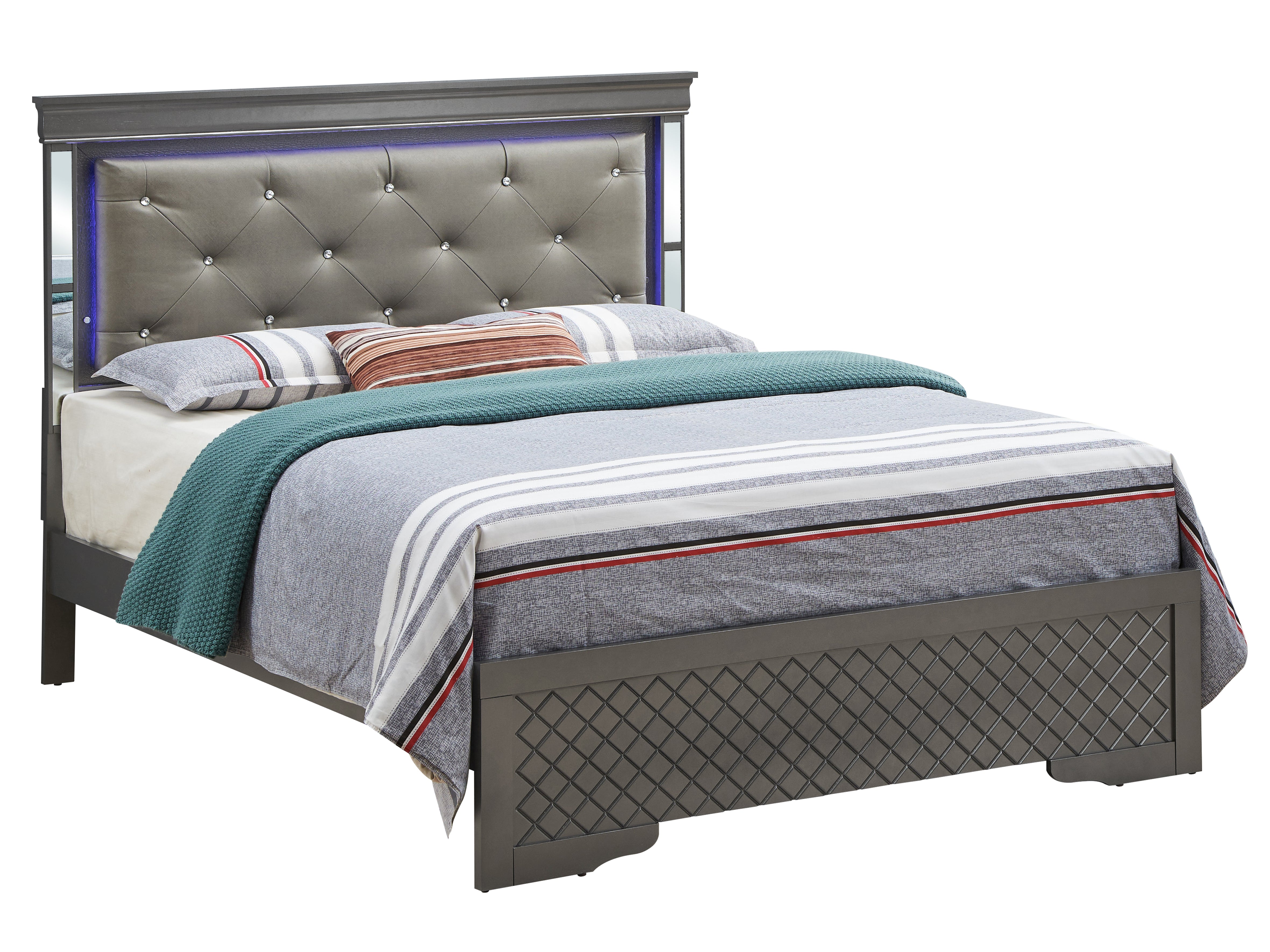 Verona G6702C-QB3 Queen Bed - Metallic Black Metal Frame