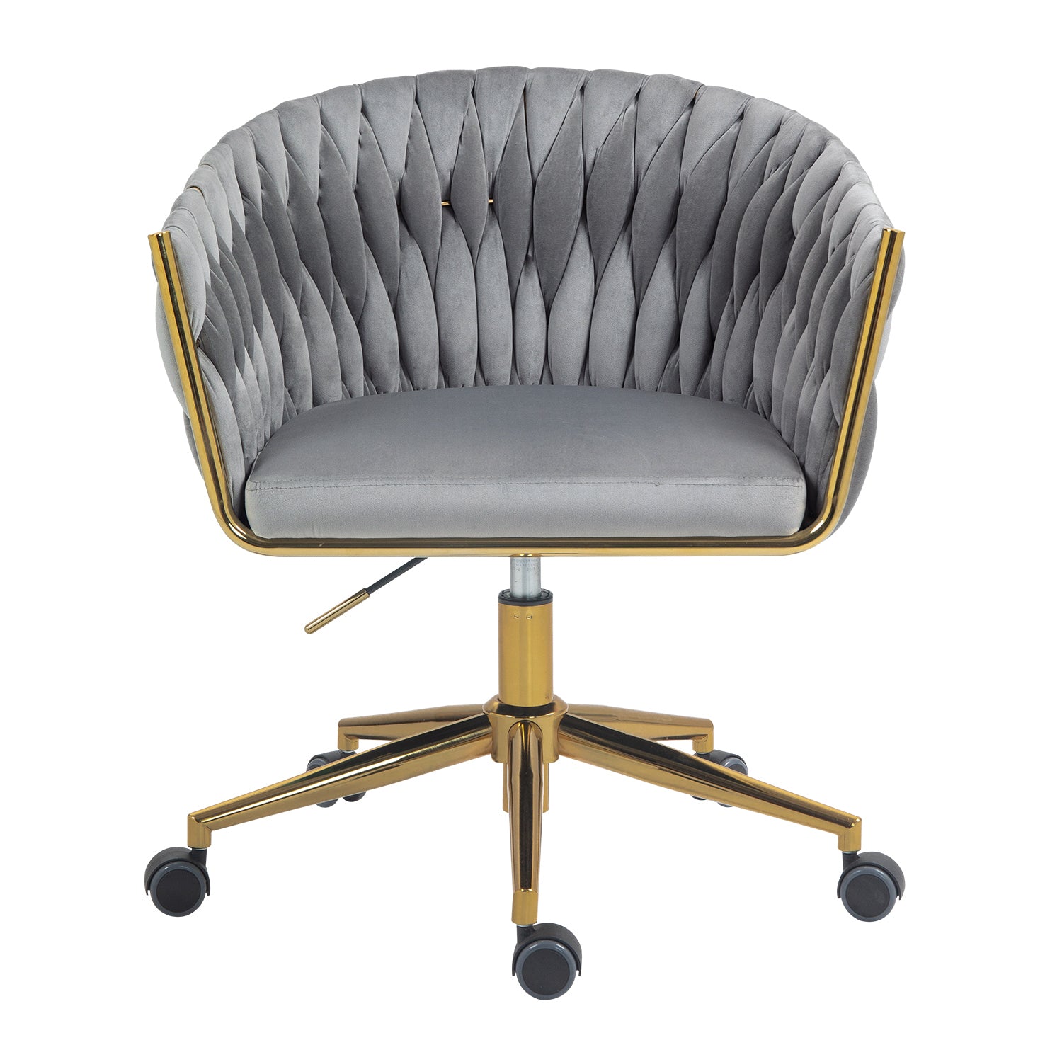 Modern Hand-Woven Office Chair with Wheels- Gray