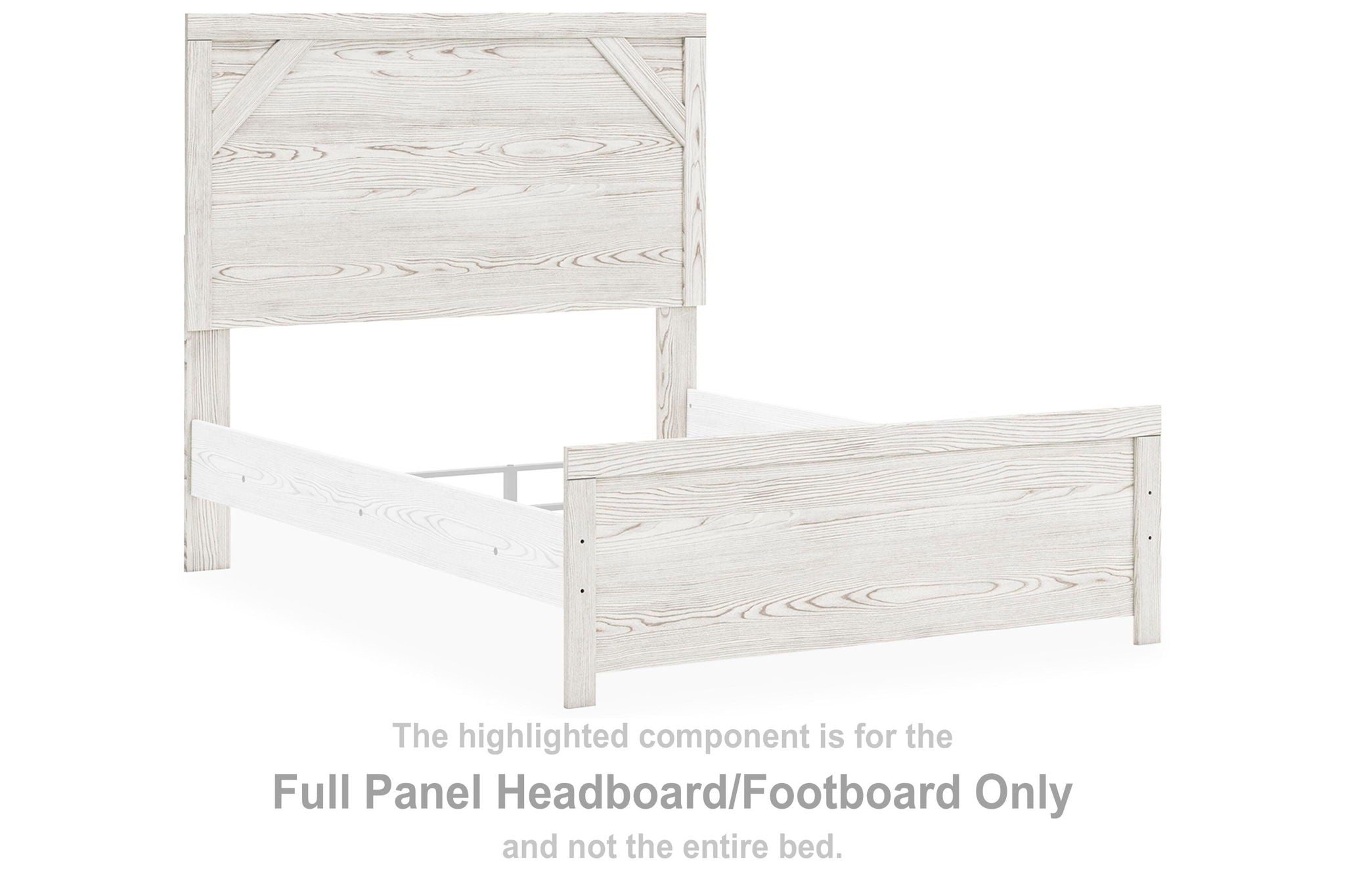 Full panel headboard and footboard set, white and gray, paneled wood look