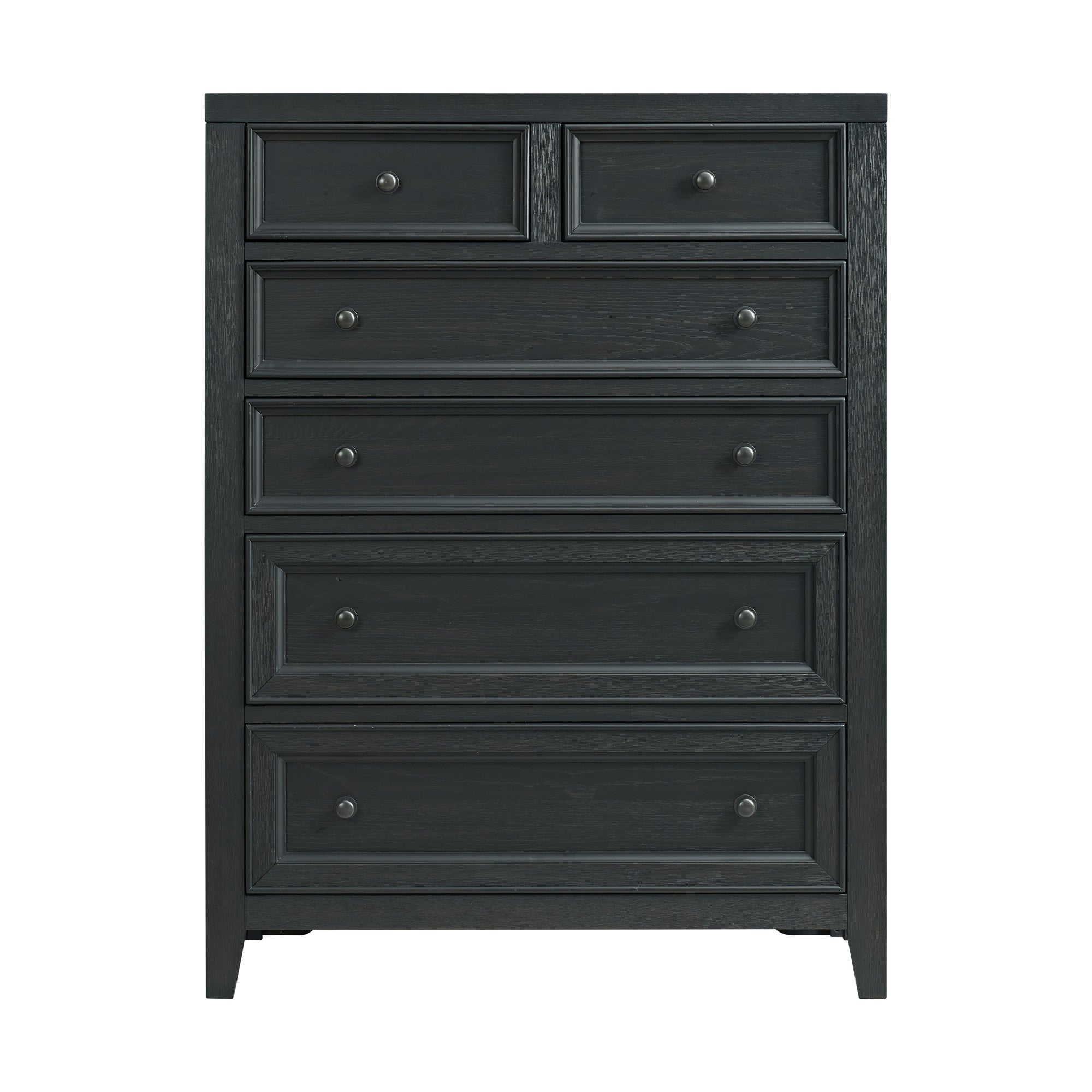 Ebony 6-Drawer Chest | Black Wood Storage with Metal Knobs