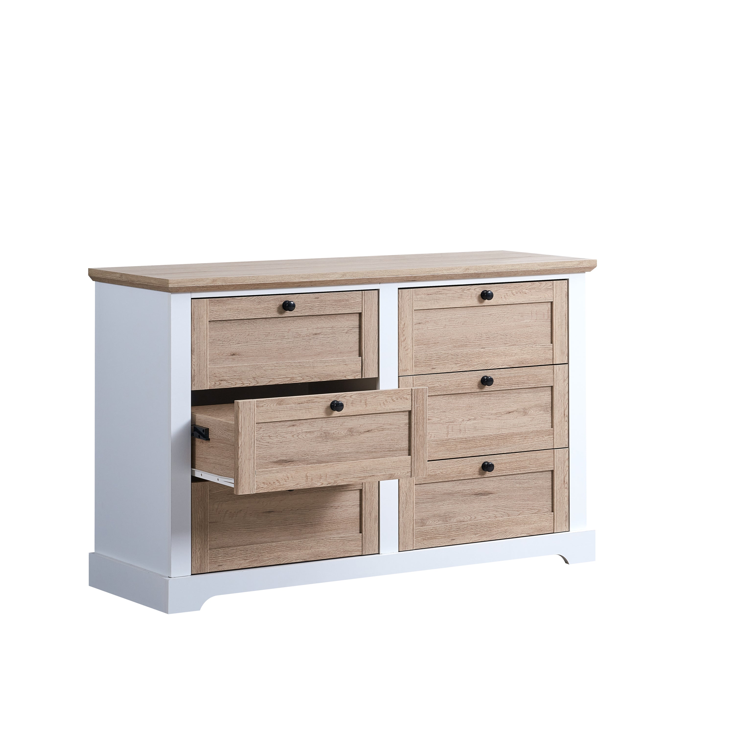 Modern 6-Drawer Dresser - White/Oak
