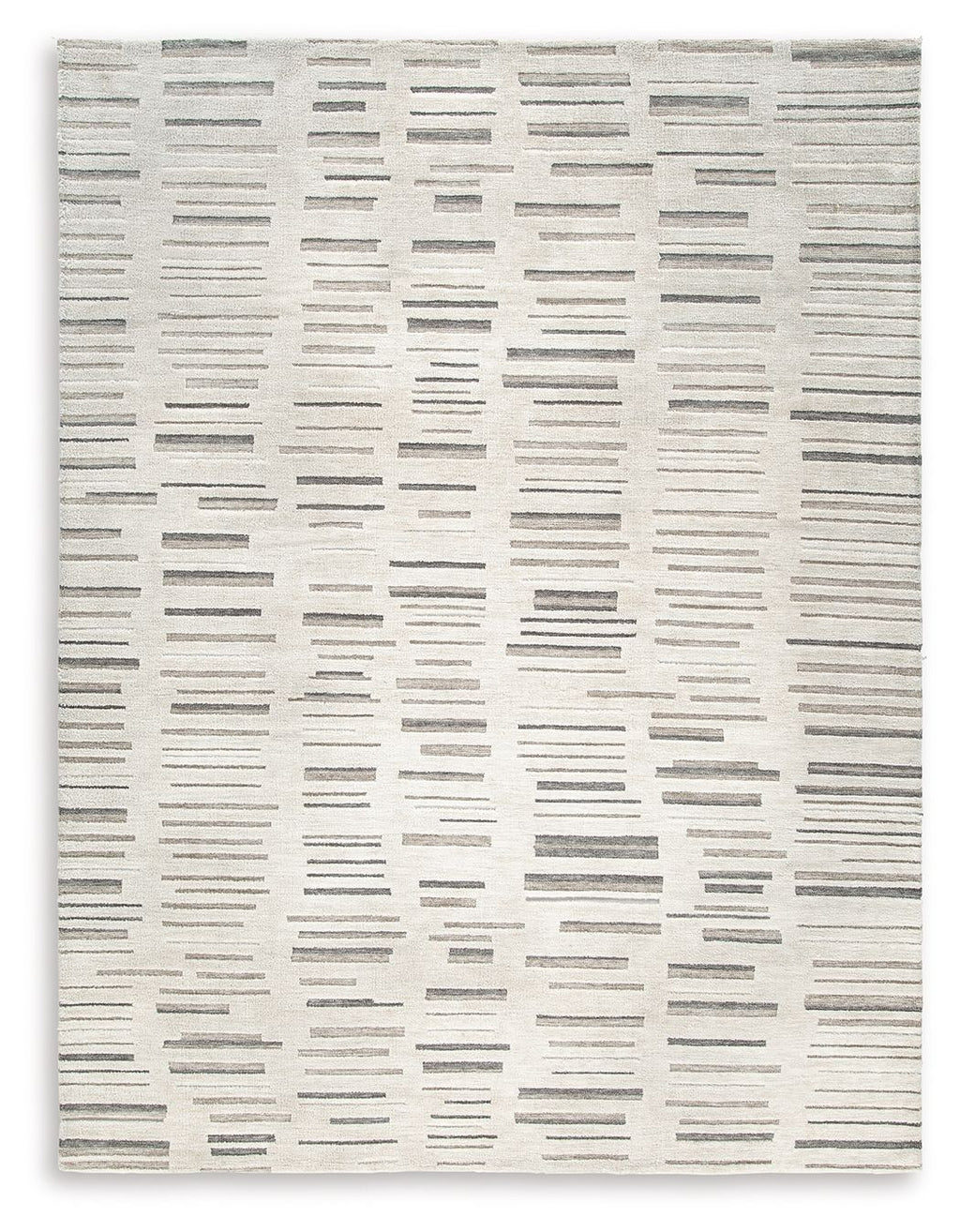 Leesdale rug, pearl silver with dark gray horizontal stripe pattern
