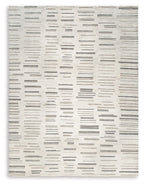 Leesdale rug, pearl silver with dark gray horizontal stripe pattern