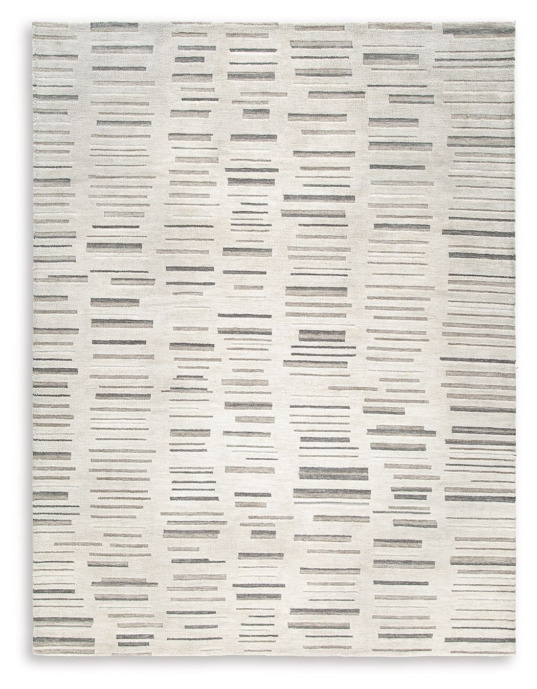 Leesdale rug, pearl silver with dark gray horizontal stripe pattern
