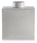 Haddworth jar in white crackle texture with round lid and gold base ring