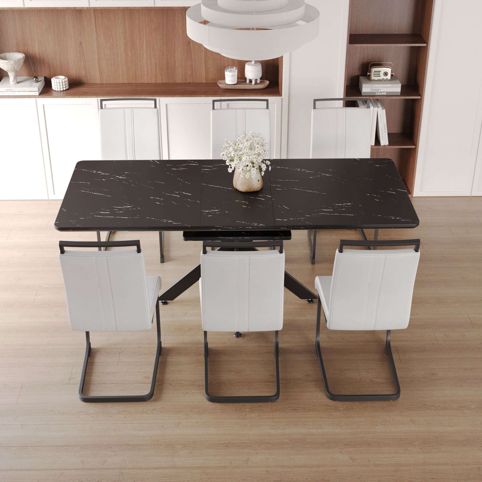 62" Extendable Dining Table Set for 6-8 People