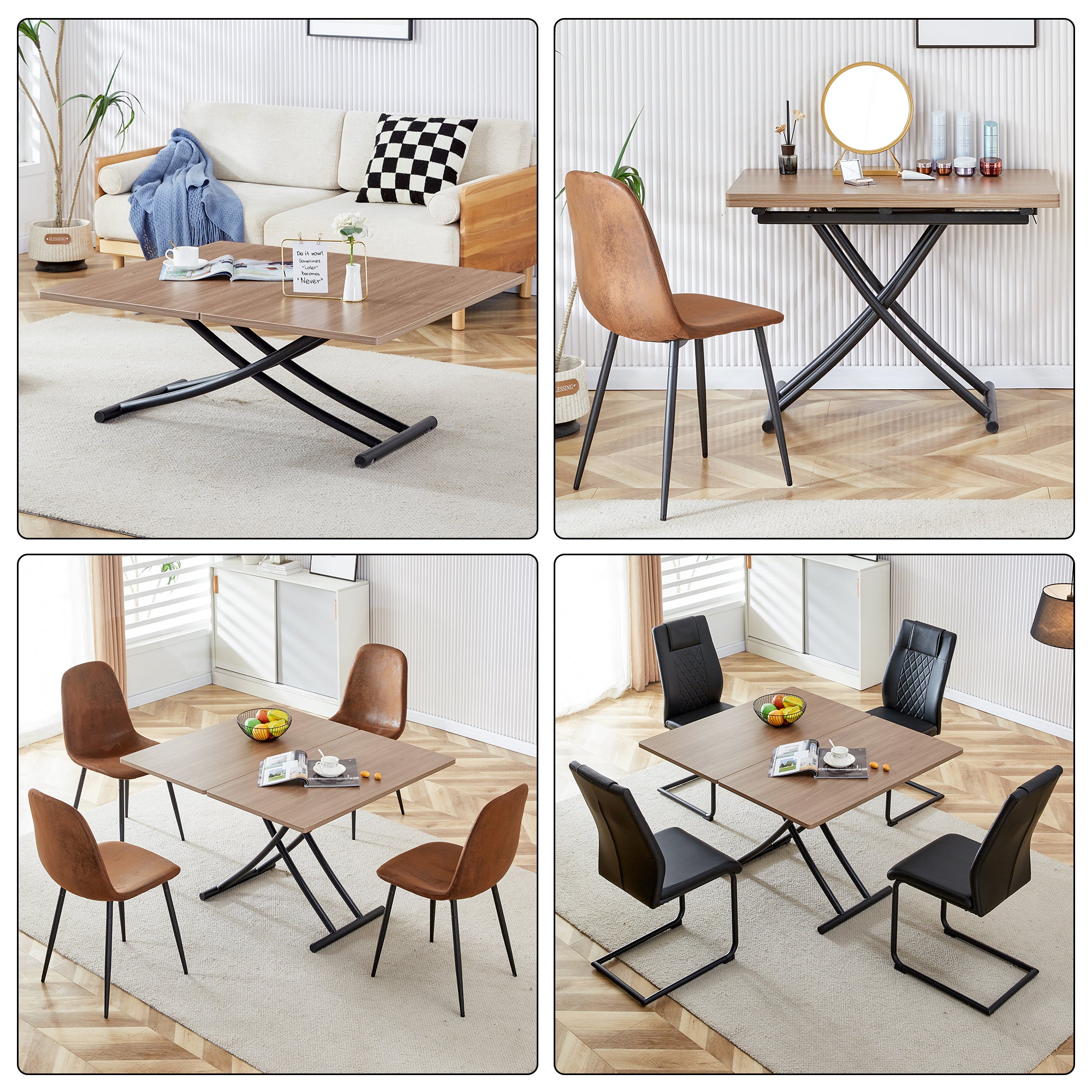 Modern Lift-Top Table & 4 Chairs Set - LT-10055