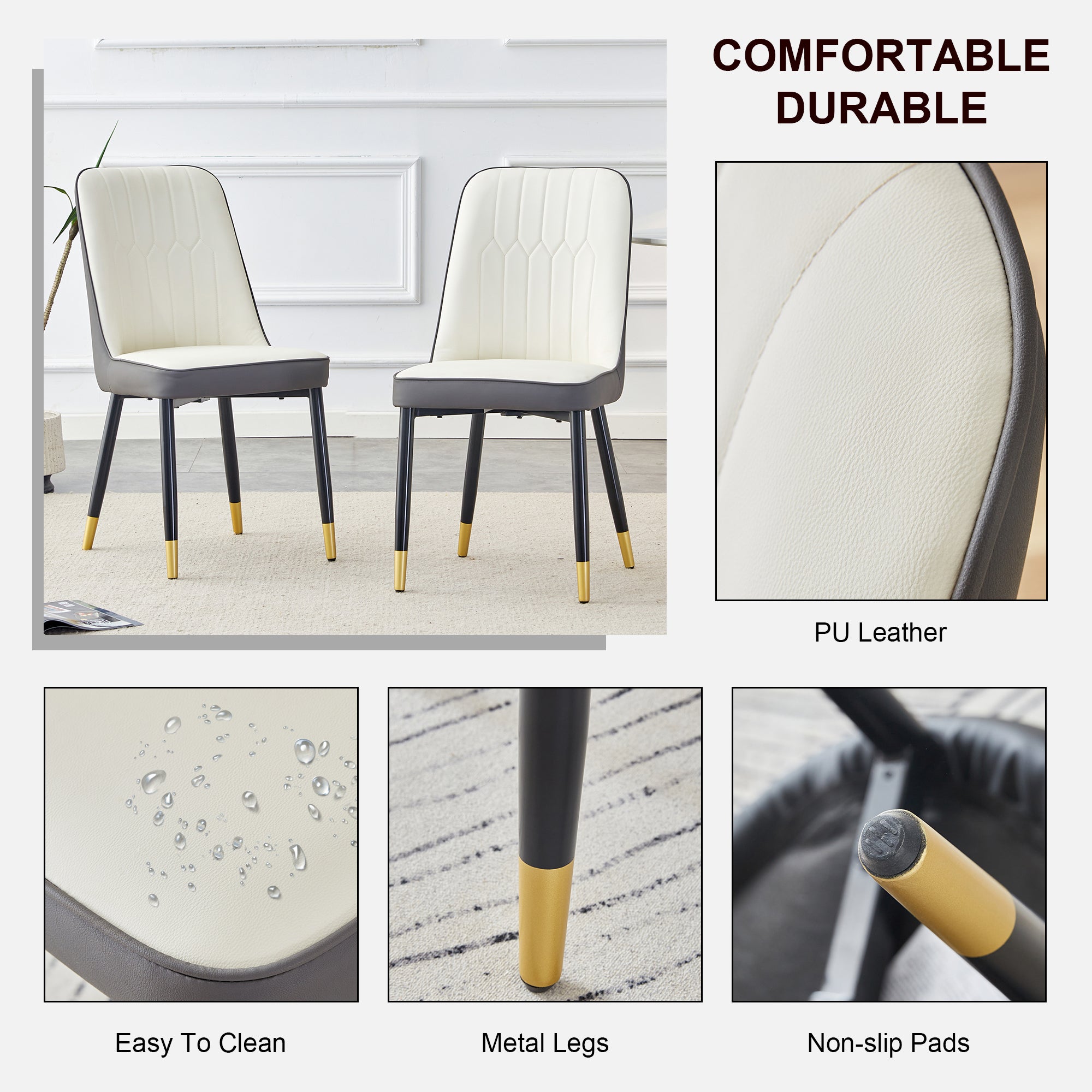 9-Piece Dining Set with Marble-Like Table & 8 Chairs