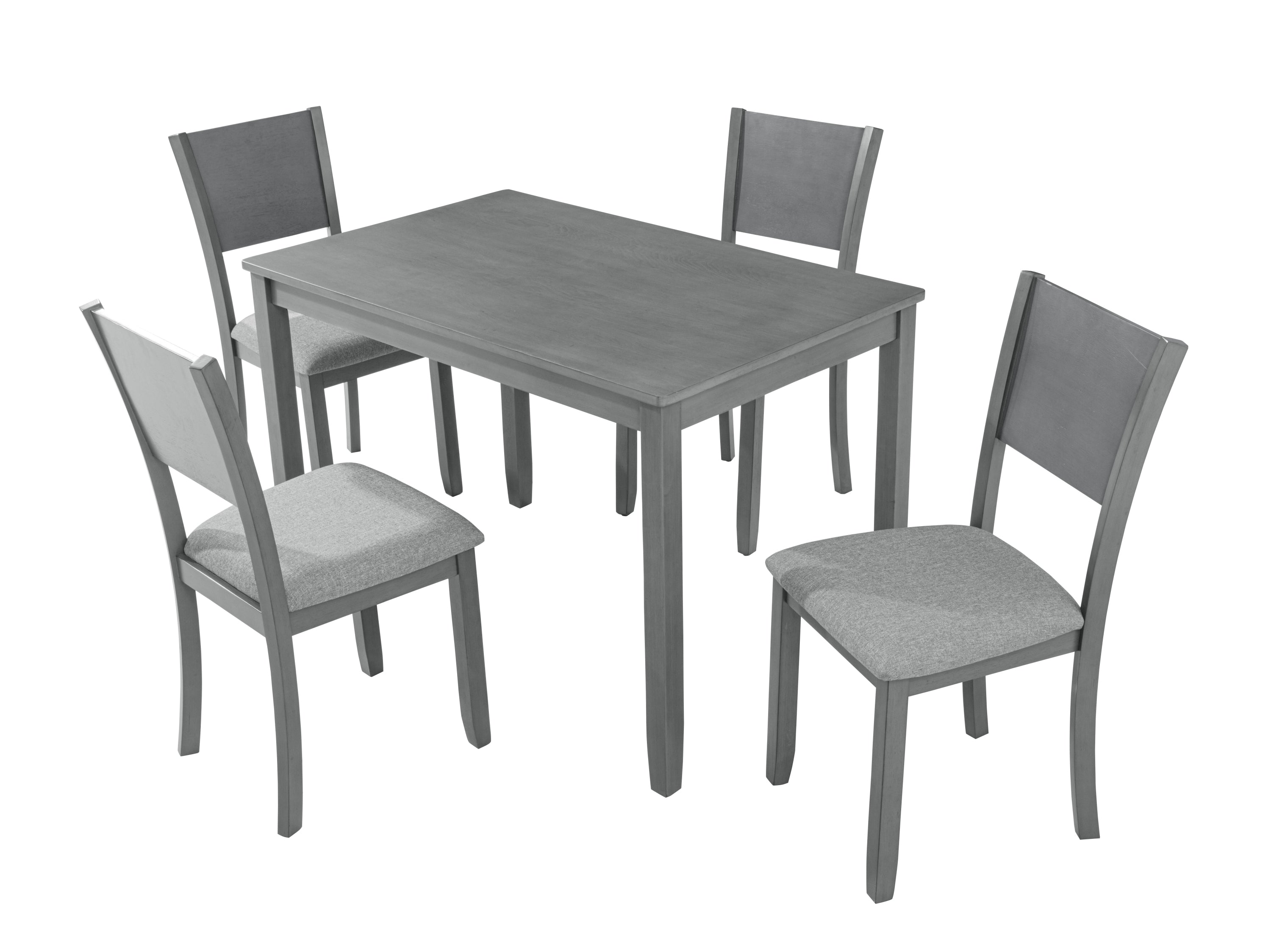 5 Pc Modern Dining Set w/Table & 4 Chairs, Gray